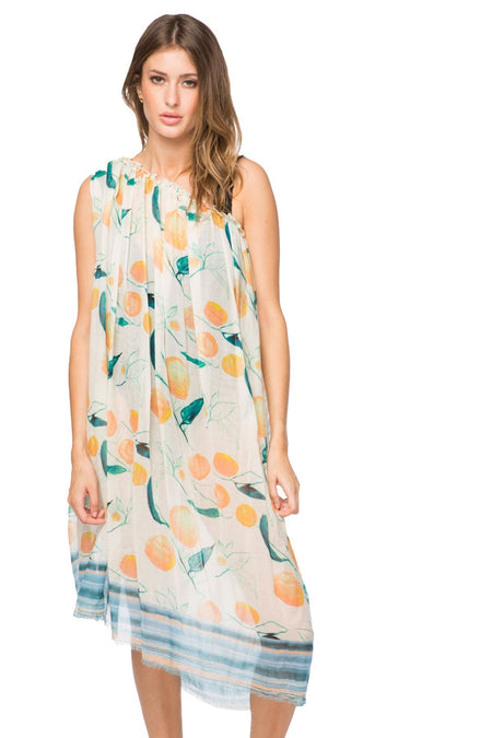 Open Shoulder Dress in Athena Print - Lime