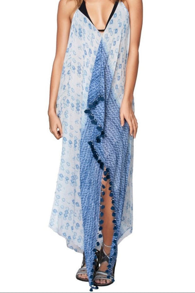 Pool to Party Maxi One Size / Blue / 50% Modal, 50% Viscose Maxi Tassel Sun Dress in Behind Blue Eyes Print
