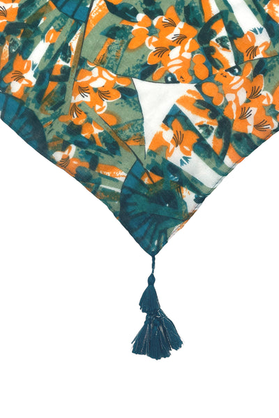 Pool to Party Maxi One Size / Jade / 100% Polyester Maxi Halter Sundress Coverup in Asian Garden Orange Green Print