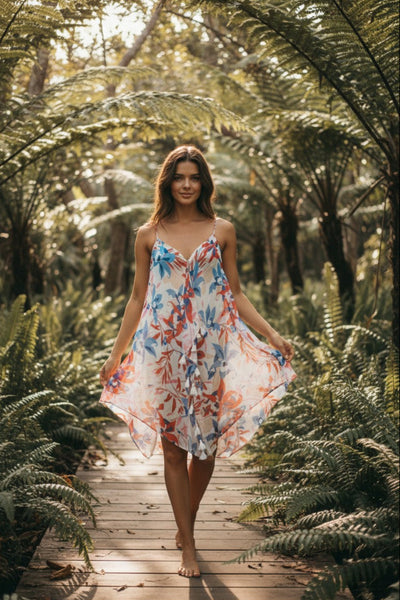 Maxi Halter Short Sundress Coverup in Je T'aime Floral Sheer Print