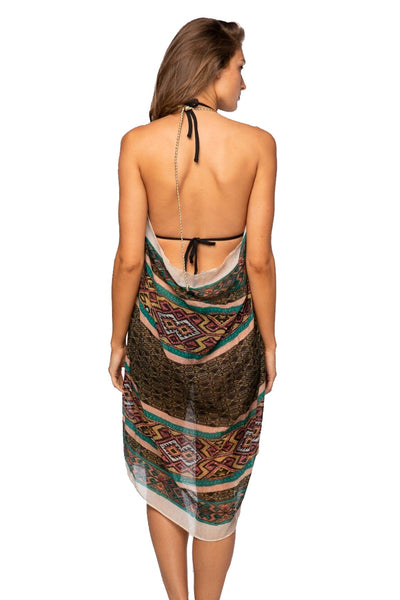 Pool to Party Maxi One Size / Multi / 100% Polyester Maxi Halter Sundress Coverup in Sunland Park Print