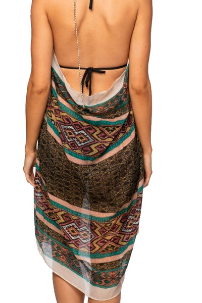 Pool to Party Maxi One Size / Multi / 100% Polyester Maxi Halter Sundress Coverup in Sunland Park Print