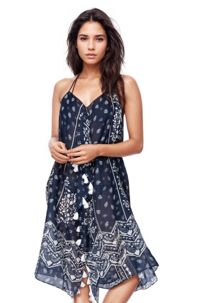 Pool to Party Maxi One Size / Navy / 100% Polyester Maxi Tassel Dress in C'est La Vie