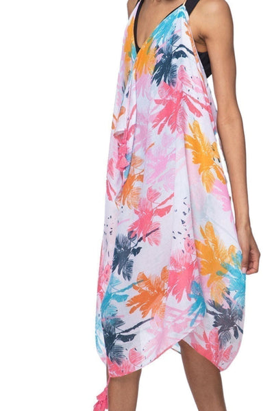 Pool to Party Maxi One Size / Pink / 100% Soft Poly Maxi Halter Sundress Coverup in Washed Ashore Print