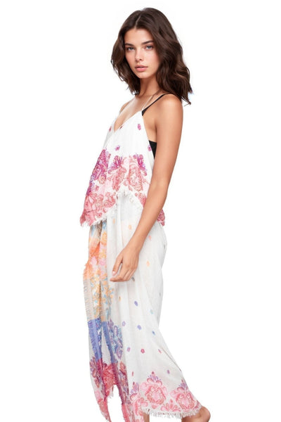 Pool to Party Maxi One Size / White / 100% Polyester Coastal Summer Dress in Whole Lotta Love Jacquard Fabric