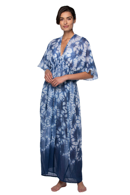 Maxi Halter Sun Dress Coverup- Summer Palms Print