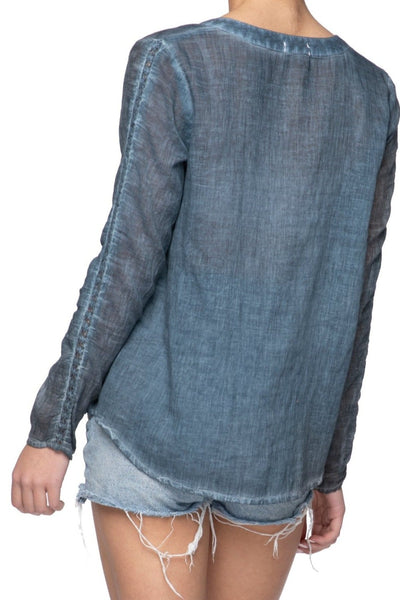 Pool to Party Shirts Lace-Trimmed Cotton Shirt: Effortless Style, Washed-Lived Look