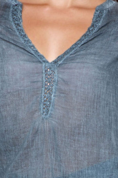 Pool to Party Shirts Lace-Trimmed Cotton Shirt: Effortless Style, Washed-Lived Look