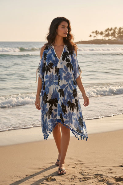 pool-to-party-sun-dress-one-size-Open-Shoulder Sundress Coverup in Blue Blossom Large Floral Blue Print