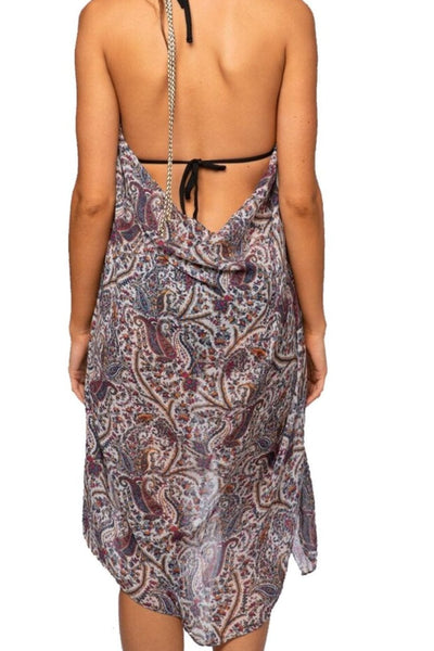 Pool to Party Sun Dress One Size / Multi / 100% Polyester Maxi Tassel Sun Dress Coverup in Blue Paisley Bliss Print