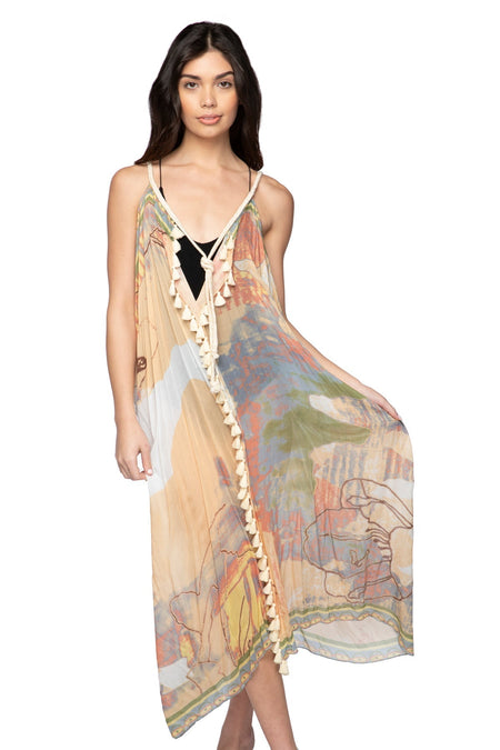 Open Shoulder Dress in Hibiscus Garden Print