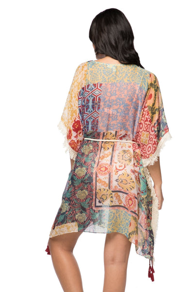 Pool to Party Sun Dress One Size / Multi Boho Beach Sundress in Moroccan Feel Print