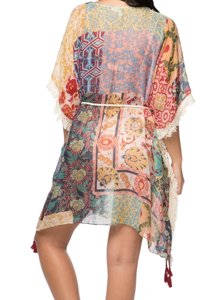 Pool to Party Sun Dress One Size / Multi Boho Beach Sundress in Moroccan Feel Print