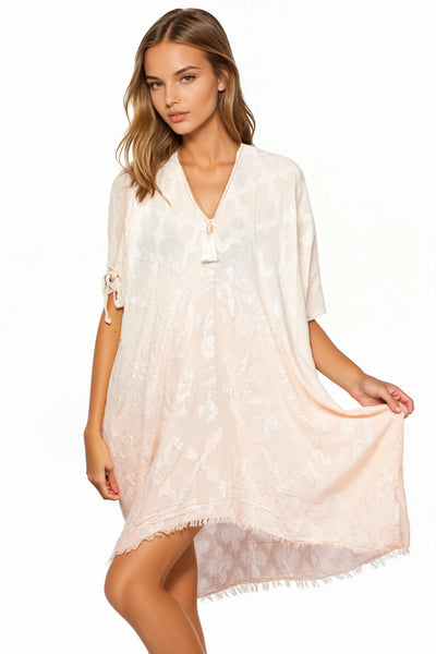 Pool to Party Sun Dress Open Shoulder Dress in Woven Shine Fabric