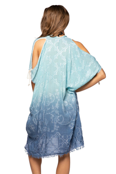 Pool to Party Sun Dress Open Shoulder Dress in Woven Shine Fabric