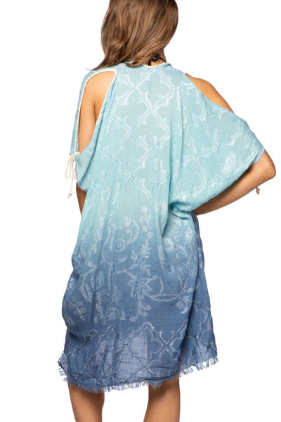 Pool to Party Sun Dress Open Shoulder Dress in Woven Shine Fabric