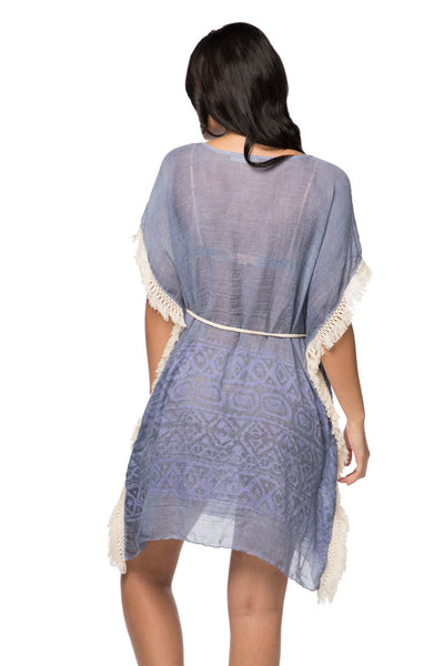 Pool to Party Sundress One Size / Denim Boho Beach Sundress in Dapper in Denim Print