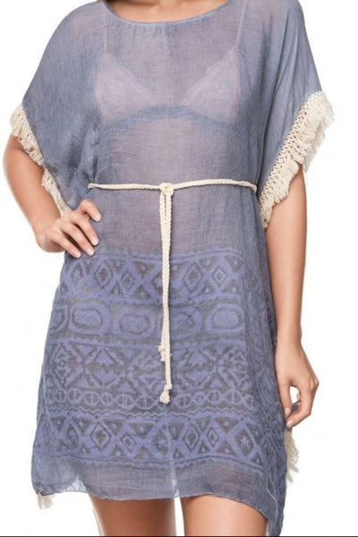 Pool to Party Sundress One Size / Denim Boho Beach Sundress in Dapper in Denim Print
