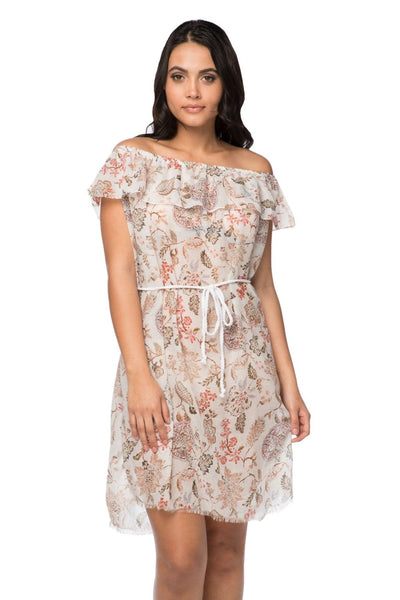 Pool to Party Sundress One Size / Ivory / 100% Polyester Catalina Ruffle Sundress in Victorian Floral Print