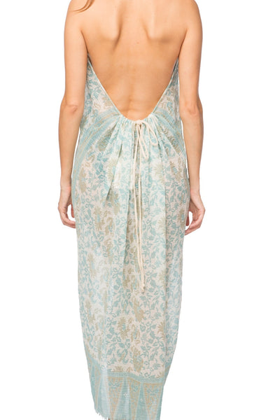 Pool to Party Sundress One Size / Mint / 100% Polyester Fringe Halter Coverup in Ivy Relic Print