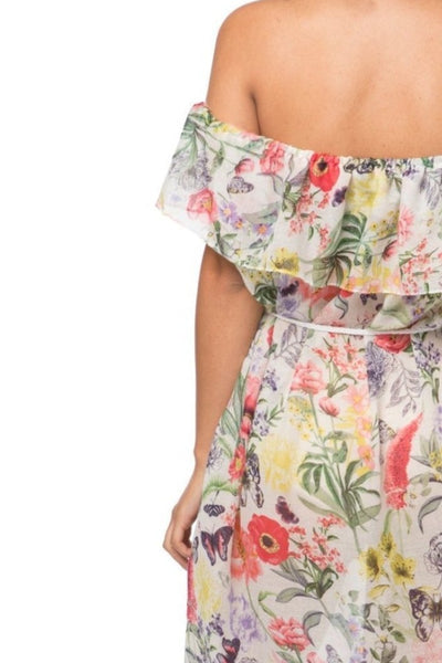 Pool to Party Sundress One Size / Multi / 100% Soft Hand Sheer Poly Catalina Ruffle Sundress in Maryanne Blossom Print