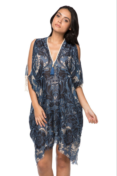 Pool to Party Sundress One Size / Navy / 100% Polyester Open Shoulder Dress in Nightfall Print