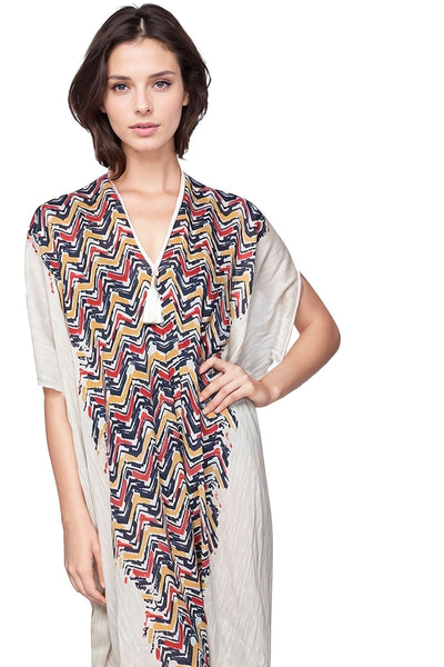 Pool to Party Sundress Open Shoulder Dress in Chevron River Print