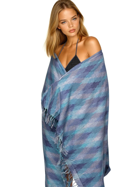 Pool to Party Towel Towel for Two / One Size / FO- Fade On Indigo Ikat Love Surplus Beach Blanket Towel from Ikat Fabrics