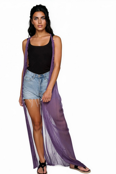 Pool to Party Vest 100% Modal / One Size / Concord Modal Solid Luxe Multi-Wear Coverup Free Spirit Vest