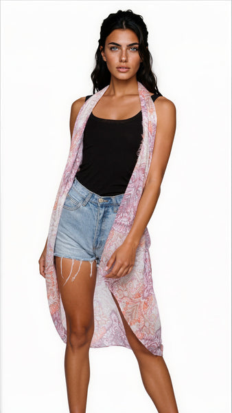 Pool to Party Vest Free Spirit Multi-Wear Coverup Vest Dress in Touch of Grey Print