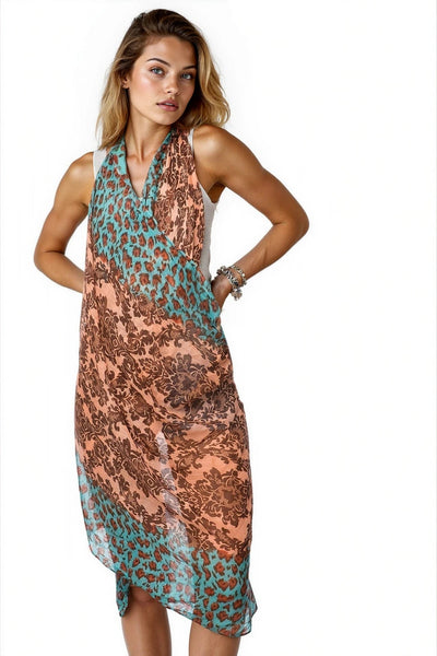 Pool to Party Vest Leopard Damask / One Size / Blush Free Spirit Multi-Wear Coverup Vest Dress in Leopard Damask Print