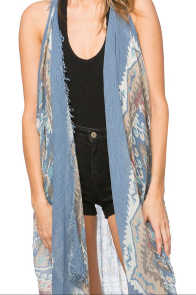 Pool to Party Vest Native River / One Size / Blue Free Spirit Vest in Native River Print in Blue