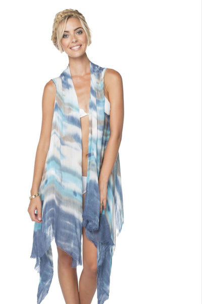 Pool to Party Vest Tie Dye Day Dream / one size / Blue Long Draped Coverup Vest - Tie Dye Day Dream