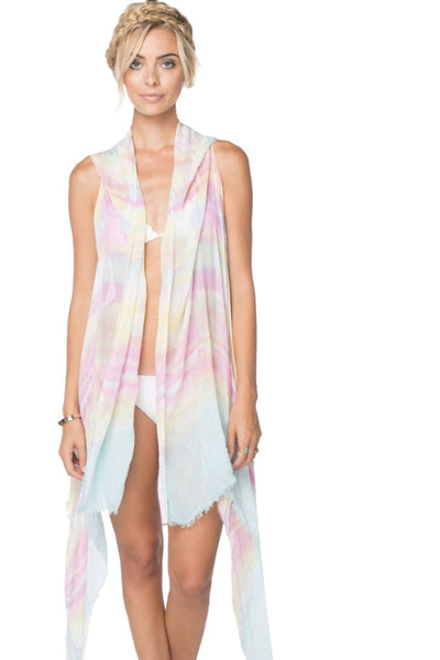 Pool to Party Vest Tie Dye Day Dream / One Size / Sherbert Long Draped Coverup Vest - Tie Dye Day Dream