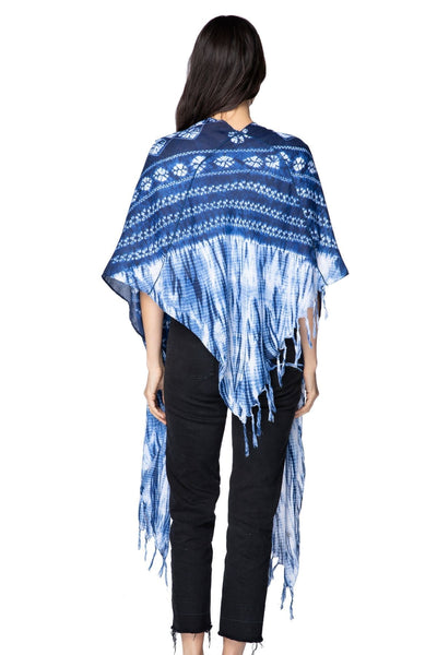 Pool to Party Wrap One Size / Indigo / 100% Poly Seaside Serape in Indigo Diamond Tie Dye Print