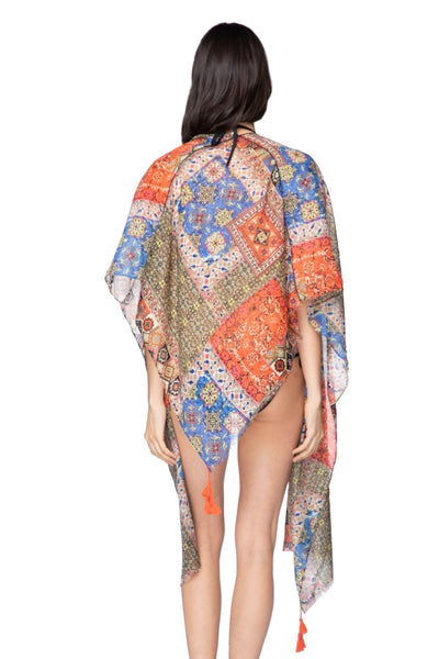 Pool to Party Wrap One Size / Sand / 100% Polyester Summer Bazaar Seaside Serape in Summer Bazaar Print