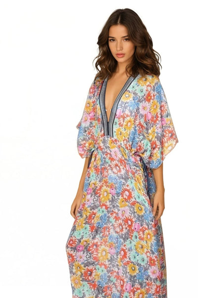 Poolside Maxi Sun Dress in Bloom & Shine Print - Subtle Luxury