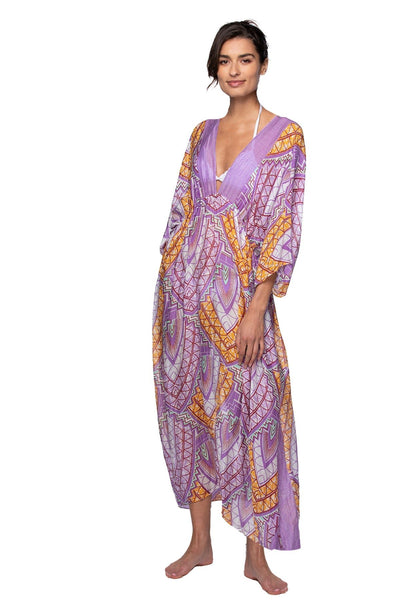 Poolside Maxi Sundress Coverup – Wonderland Purple Print - Subtle Luxury