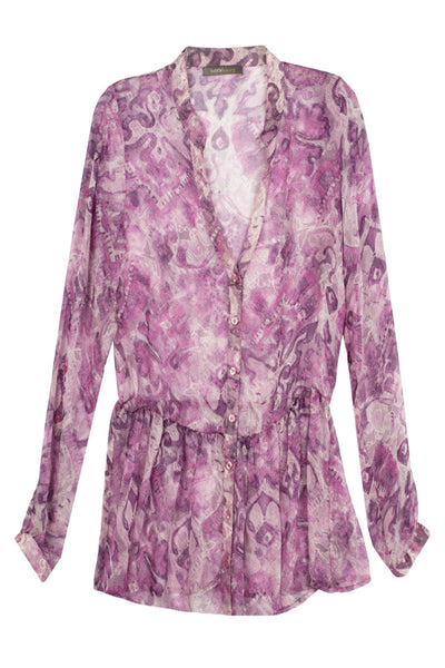 Printed Silk Peplum Blouse - Subtle Luxury