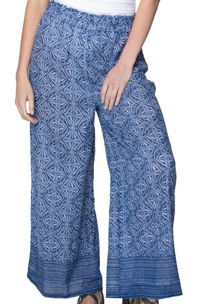 Shirred Waist Cotton Tie Dye Print Beach Pant - Subtle Luxury