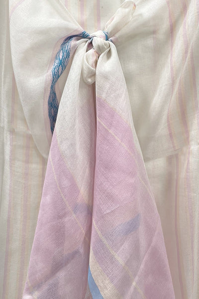 Spring Linens Woven Stripe Jacquard Sarong Wrap Scarf - Subtle Luxury