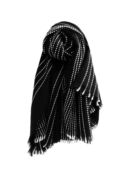Cool Runnings Fall Winter Blanket Wrap in Black with White Stitches