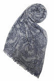 Spun Luxury Luxury Scarf Orchid Scroll / Grey Orchid Scroll Printed Scarf in Grey