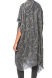 Spun Luxury Poncho Extra Fine Wool Silk Kimono in Muted Prints