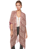 Spun Luxury Poncho L2A Rosewater - Rose / One Size Extra Fine Wool Silk Kimono in Muted Prints