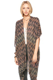 Spun Luxury Poncho L8A Zig Zag - Beige / One Size Extra Fine Wool Silk Kimono in Muted Prints
