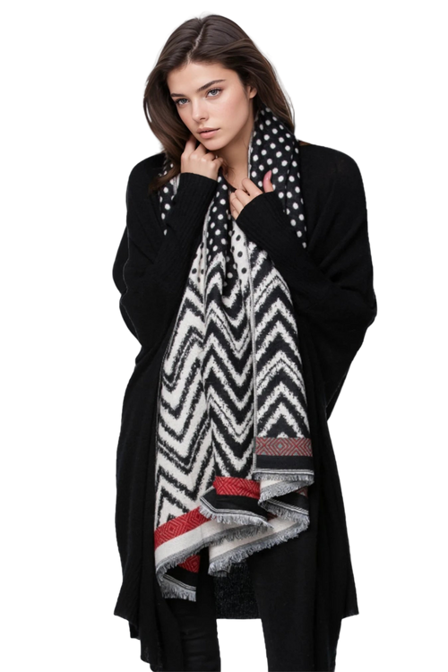 Spun Scarves Blanket Wrap Polka Dotty Blanket Wrap / Black Polka Dotty Blanket Wrap Winter Scarf