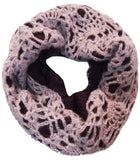 Spun Scarves Knit Scarf 2-Tone Lace Crochet Infinity Scarf / Lilac-Garnet 2-Tone Lace Hand Knit Crochet Infinity Scarf