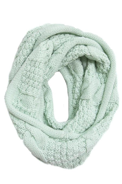 Spun Scarves Knit Scarf Cable Knit Infinity Scarf & Hat Set in Mint Cable Knit Infinity Scarf & Hat Set in Mint by Spun
