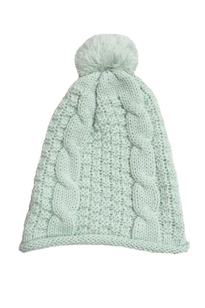 Spun Scarves Knit Scarf Cable Knit Infinity Scarf & Hat Set in Mint Cable Knit Infinity Scarf & Hat Set in Mint by Spun